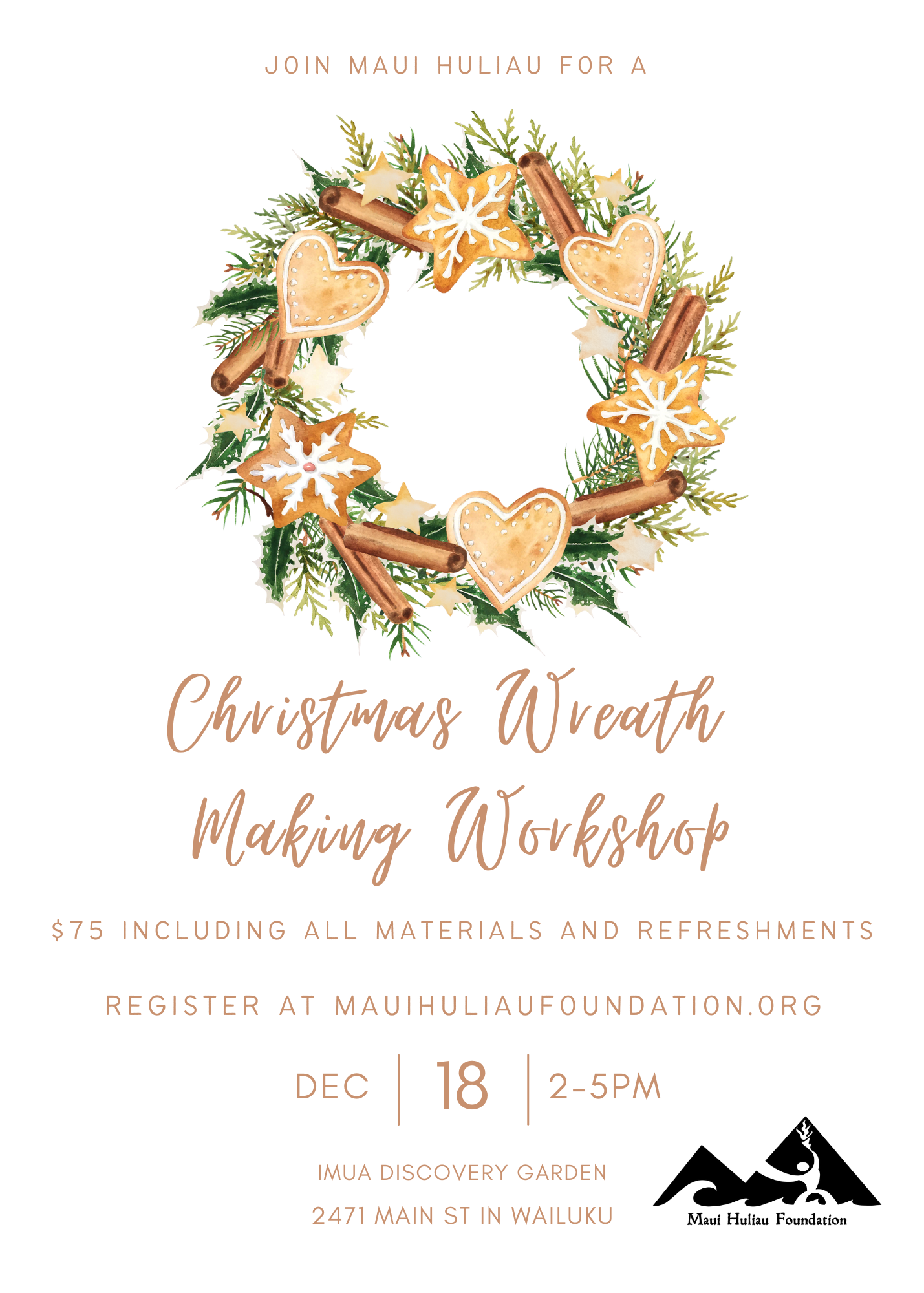 Wreath Making Holiday Fundraiser - Maui Huliau Foundation